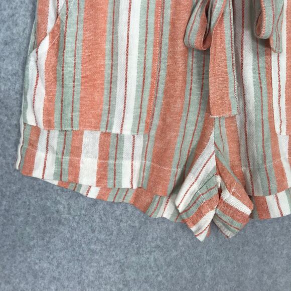 Banjara Shorts Medium Coral Cream Linen Pockets Pull On Resort Cruise Beach - Picture 3 of 10